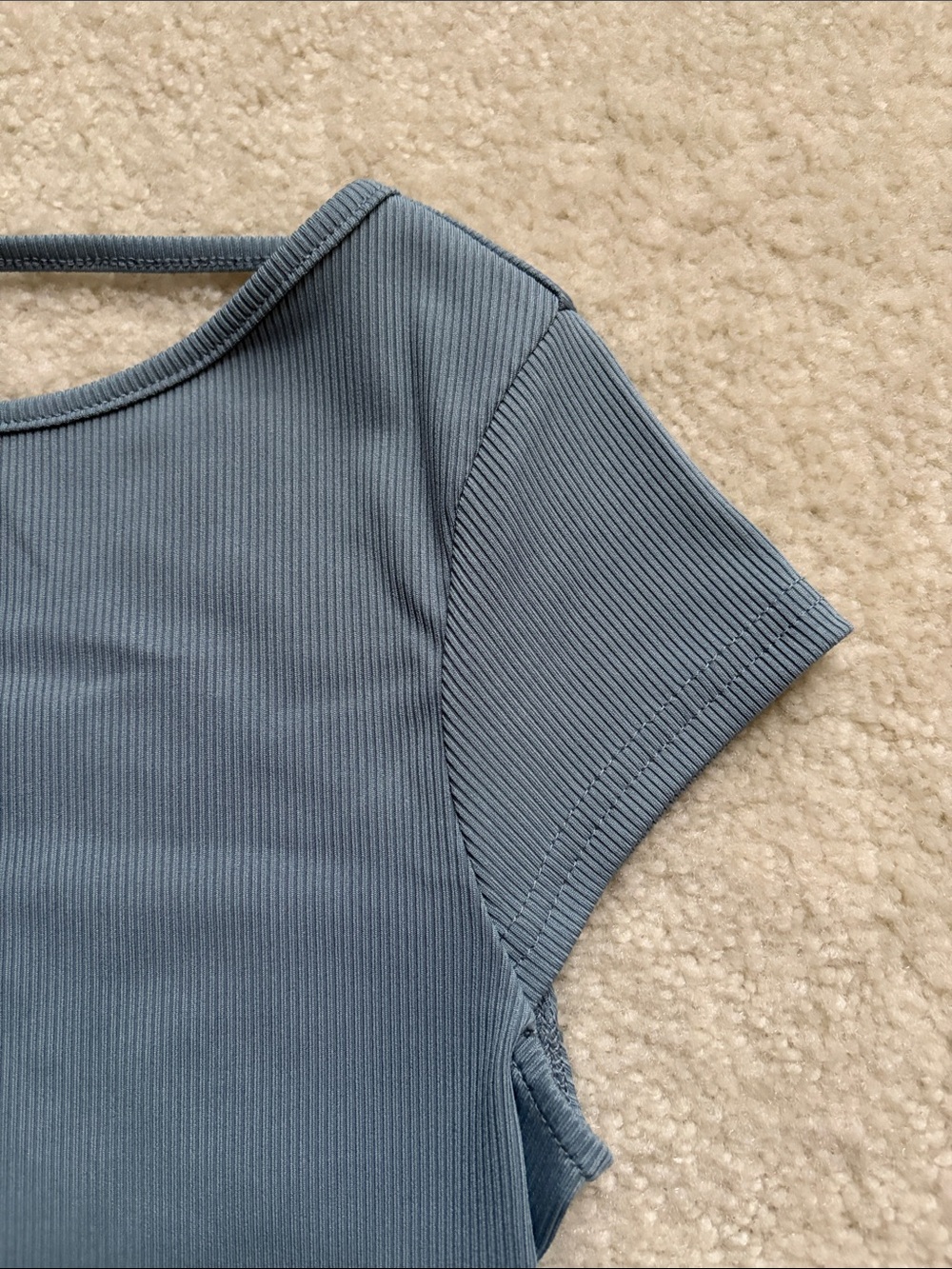Princess Polly Slate Blue Ribbed Crop Top - Picture 2 of 7